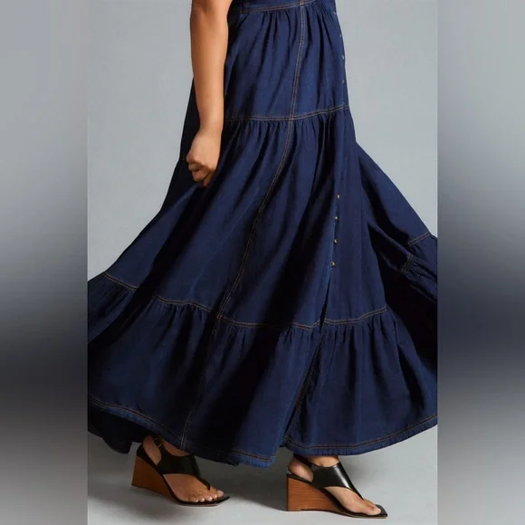 NEW Anthropologie Pilcro Sweetheart Flutter-Sleeve Denim Buttondown Dress 1X - Picture 4 of 6